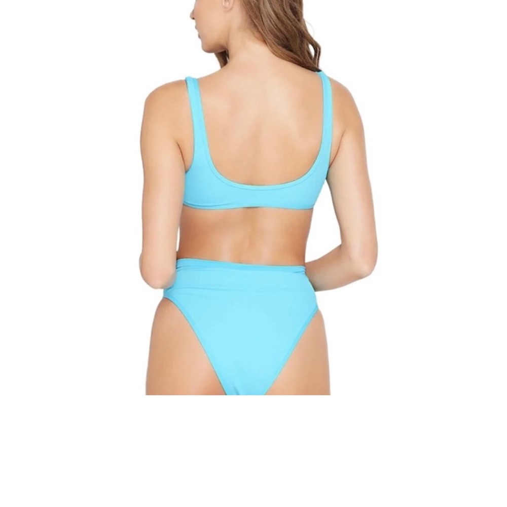 L*Space Frenchi Bitsy High Waisted Ribbed Bikini Bottoms Aqua Blue Small NWT